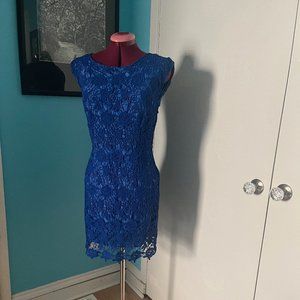 Royal Blue Lace Evening Dress by Mango